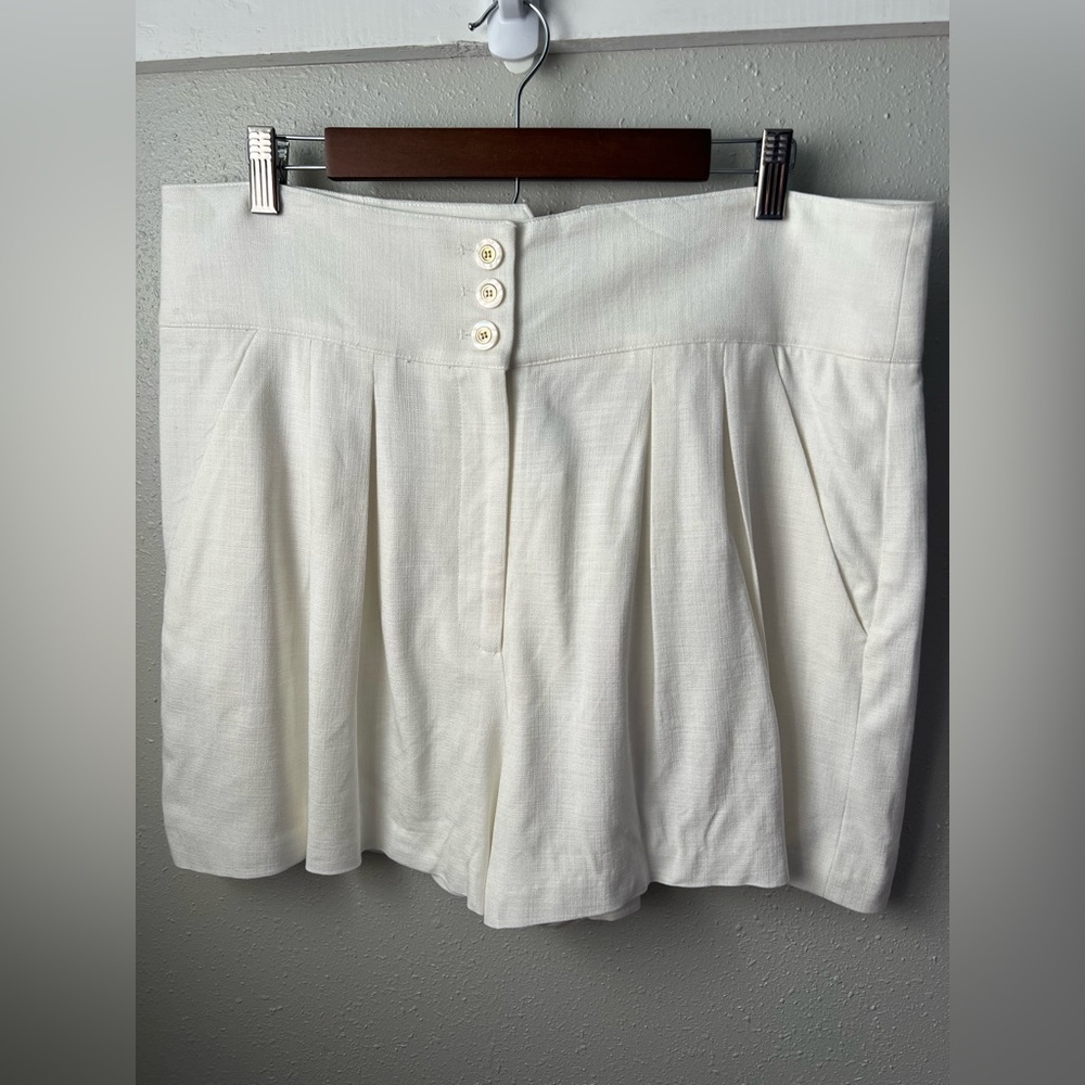 Veronica Beard Alicia High Rise Pleated Shorts In Off White Size 16 New - Picture 2 of 10